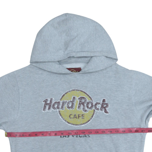 Hard Rock Cafe Men's Grey Pullover Hoodie Size M Graphic Logo Fleece