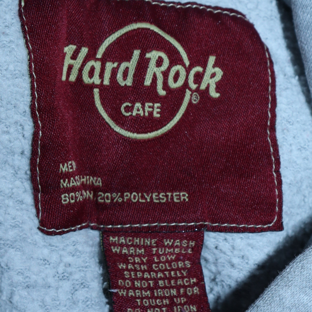 Hard Rock Cafe Men's Grey Pullover Hoodie Size M Graphic Logo Fleece