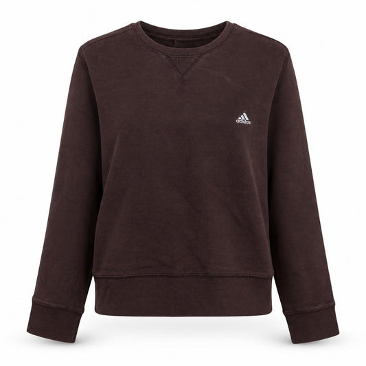 Front view of Adidas Women Brown Crew Neck Pullover Sweatshirt, size 12