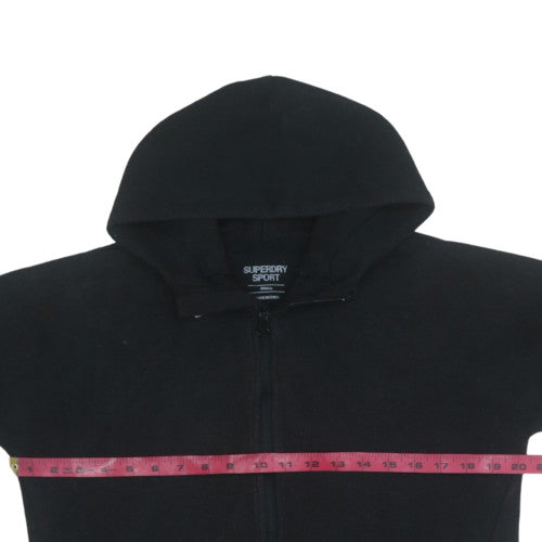 Superdry Sport Mens Black Full Zip Hoodie Size S Fleece Sweatshirt
