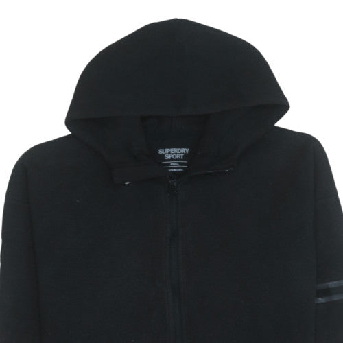 Superdry Sport Mens Black Full Zip Hoodie Size S Fleece Sweatshirt
