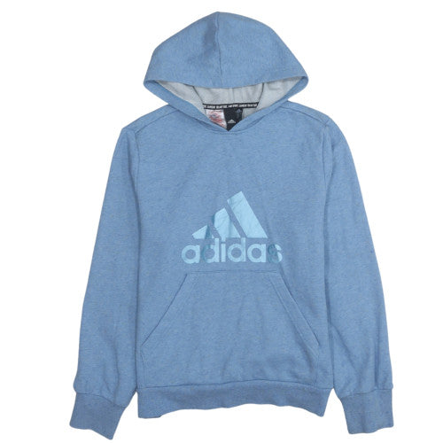 Adidas Boys Blue Pullover Hoodie 13-14 Years Regular Fit Logo Fleece