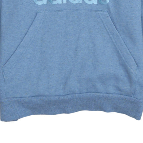 Adidas Boys Blue Pullover Hoodie 13-14 Years Regular Fit Logo Fleece