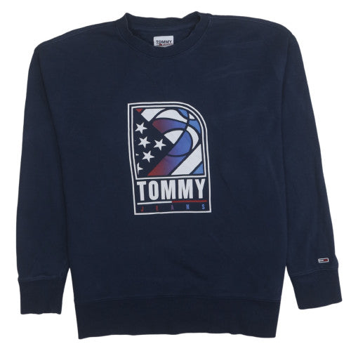 Tommy Jeans Men's Blue Graphic Logo Pullover Sweatshirt Size M