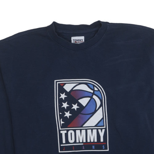 Tommy Jeans Men's Blue Graphic Logo Pullover Sweatshirt Size M