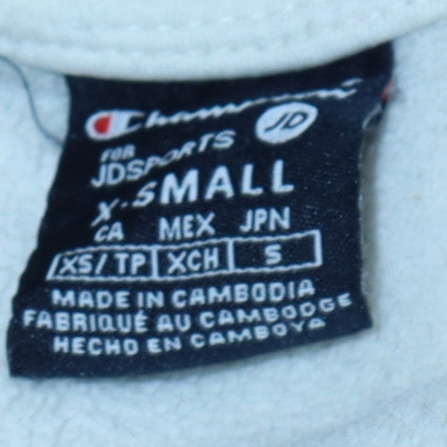 Champion Womens White Fleece 1/4 Zip Hooded Pullover XS