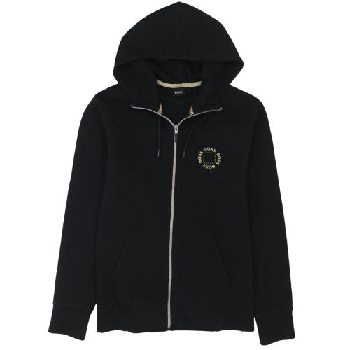 Hugo Boss Men's Black Full Zip Hoodie Size M Classic Logo Cotton Blend
