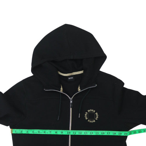 Hugo Boss Men's Black Full Zip Hoodie Size M Classic Logo Cotton Blend