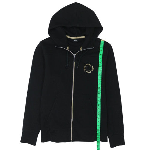 Hugo Boss Men's Black Full Zip Hoodie Size M Classic Logo Cotton Blend