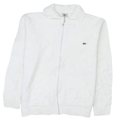 Lacoste Men's White 2XL Full Zip Cotton Collared Jumper
