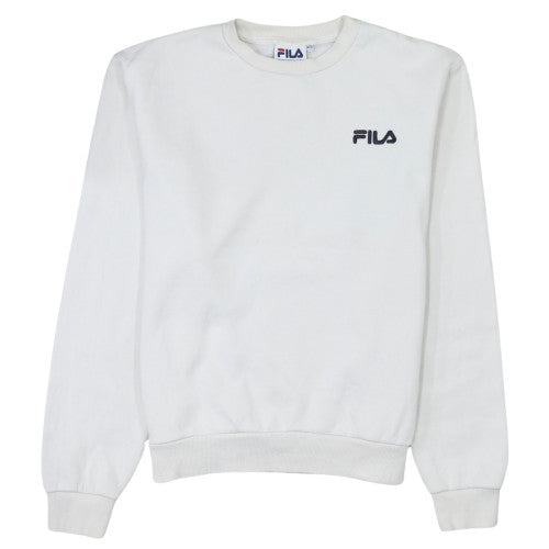 Fila Womens White Crew Neck Sweatshirt Size 12 Cotton Blend
