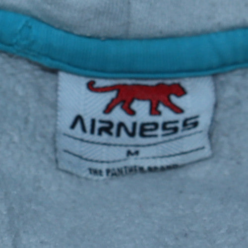 Airness Men's Grey Pullover Hoodie M Graphic Fleece Sweatshirt
