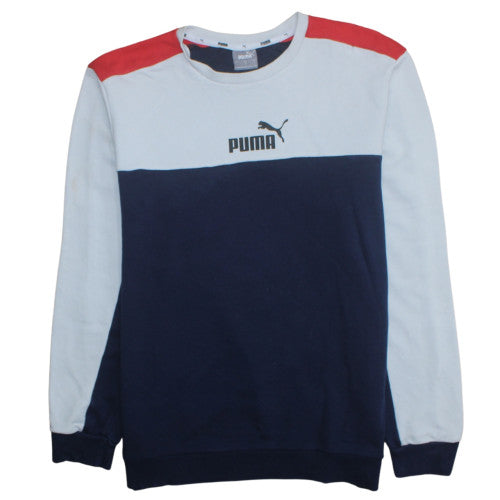 Puma Men's Blue Colour Block Crew Neck Pullover Sweatshirt L