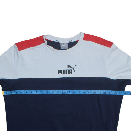 Puma Men's Blue Colour Block Crew Neck Pullover Sweatshirt L