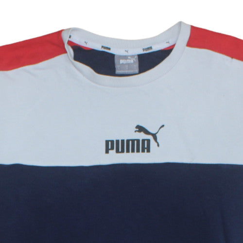 Puma Men's Blue Colour Block Crew Neck Pullover Sweatshirt L