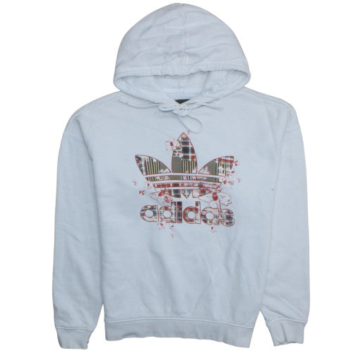 Adidas Women White Pullover Hoodie Size 8 Floral Logo Sweatshirt