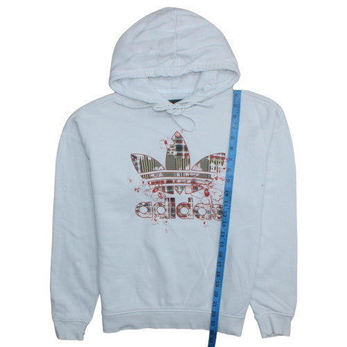 Adidas Women White Pullover Hoodie Size 8 Floral Logo Sweatshirt