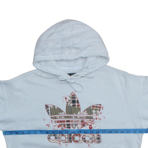 Adidas Women White Pullover Hoodie Size 8 Floral Logo Sweatshirt