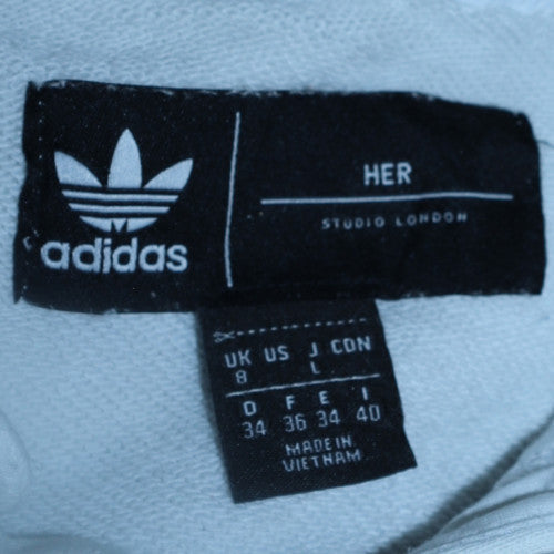 Adidas Women White Pullover Hoodie Size 8 Floral Logo Sweatshirt