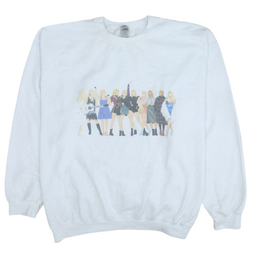 Gildan Womens White Graphic Print 4XL Pullover Sweatshirt