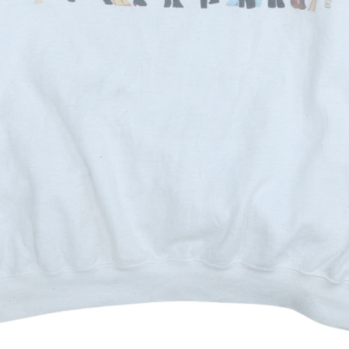 Gildan Womens White Graphic Print 4XL Pullover Sweatshirt