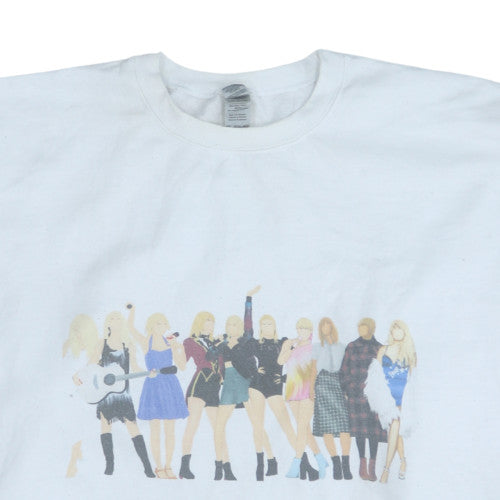 Gildan Womens White Graphic Print 4XL Pullover Sweatshirt