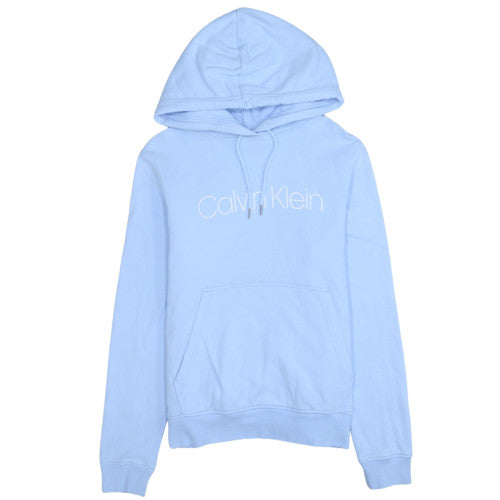 Calvin Klein Women Blue Pullover Hoodie Medium Logo Cotton