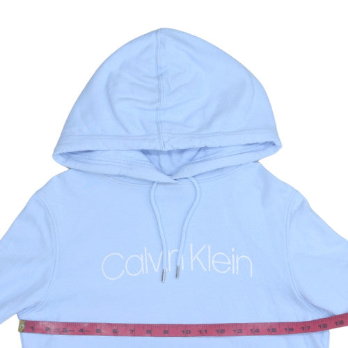 Calvin Klein Women Blue Pullover Hoodie Medium Logo Cotton