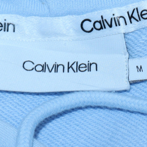 Calvin Klein Women Blue Pullover Hoodie Medium Logo Cotton