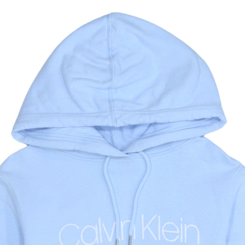 Calvin Klein Women Blue Pullover Hoodie Medium Logo Cotton