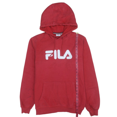 FILA Men's Red Pullover Hoodie Small Graphic Fleece Sweatshirt