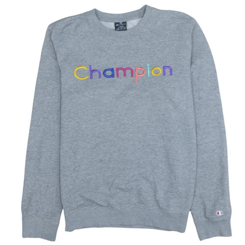 Champion Men's Grey Large Embroidered Logo Crew Neck Sweatshirt