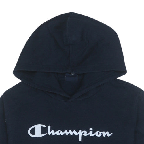 Champion Boys Black 2XL Pullover Fleece Hoodie with Logo Print