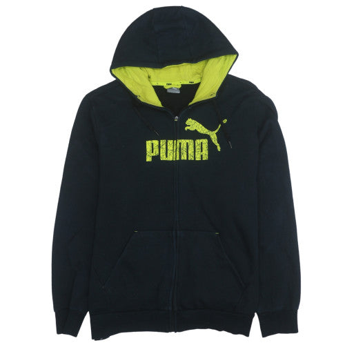 Puma Men's Black Full Zip Hoodie XL - Graphic Print Cotton Blend