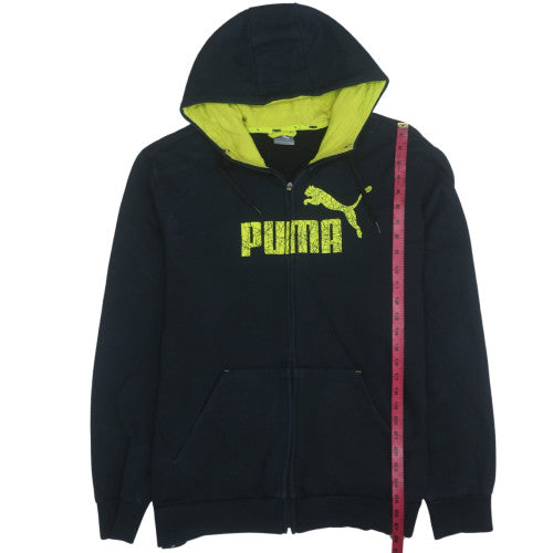 Puma Men's Black Full Zip Hoodie XL - Graphic Print Cotton Blend