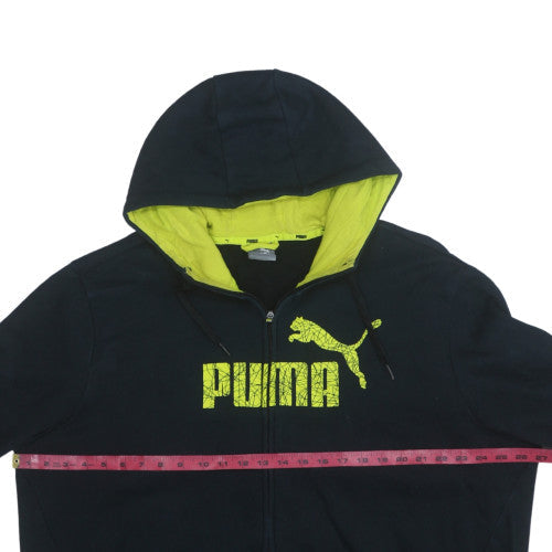 Puma Men's Black Full Zip Hoodie XL - Graphic Print Cotton Blend