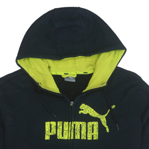 Puma Men's Black Full Zip Hoodie XL - Graphic Print Cotton Blend