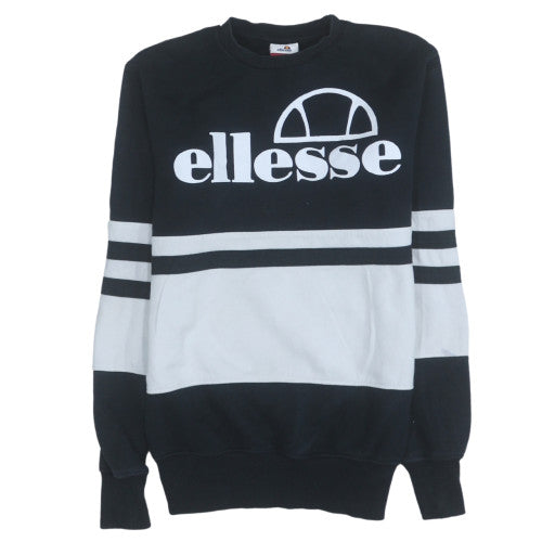 Ellesse Womens Black White Sweatshirt Size 4 Cotton Pullover