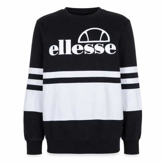 Front view of Ellesse women’s black white sweatshirt, size UK 4, cotton pullover