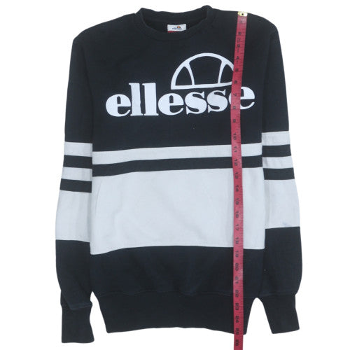 Ellesse Womens Black White Sweatshirt Size 4 Cotton Pullover