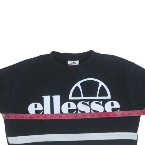 Ellesse Womens Black White Sweatshirt Size 4 Cotton Pullover