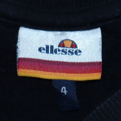 Ellesse Womens Black White Sweatshirt Size 4 Cotton Pullover