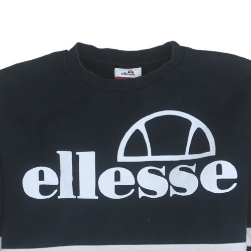 Ellesse Womens Black White Sweatshirt Size 4 Cotton Pullover