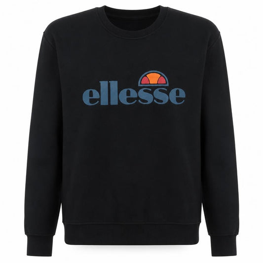 Front view of Ellesse women’s black crew neck pullover sweatshirt uk 12