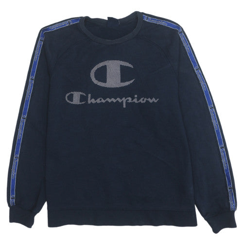 Champion Boys Blue Logo Pullover Sweatshirt 15-16 Years Fleece Crew Neck