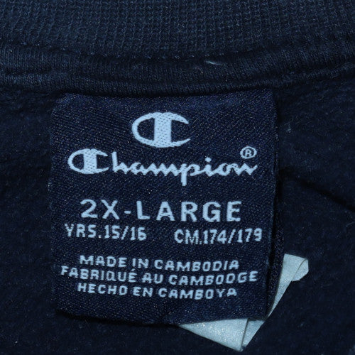Champion Boys Blue Logo Pullover Sweatshirt 15-16 Years Fleece Crew Neck