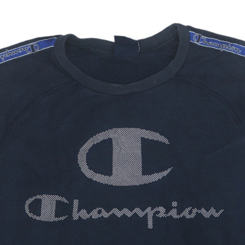 Champion Boys Blue Logo Pullover Sweatshirt 15-16 Years Fleece Crew Neck