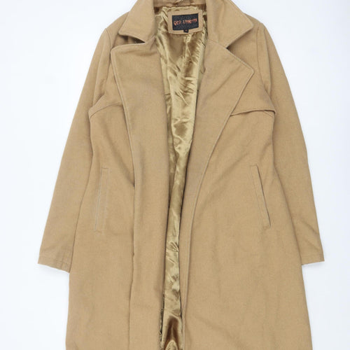 QED London Women Beige Mid-Length Overcoat Size 12 Lined Classic Style