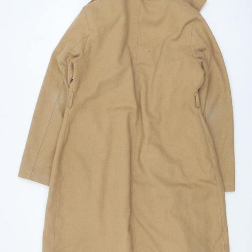 QED London Women Beige Mid-Length Overcoat Size 12 Lined Classic Style