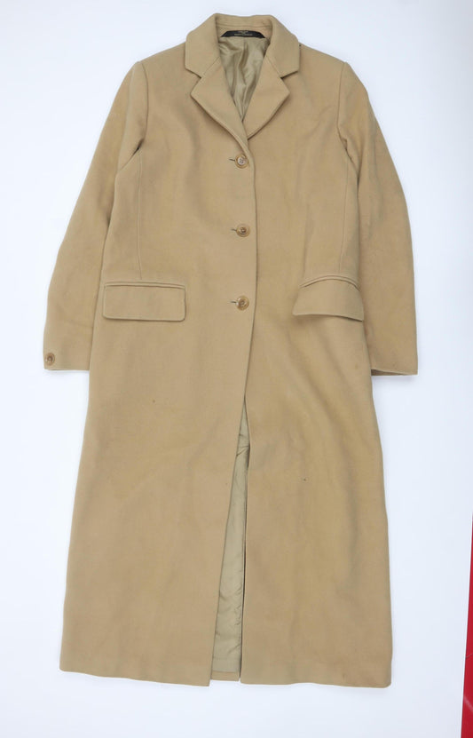 Marks and Spencer Women Camel Wool Long Overcoat UK 10 Classic Style